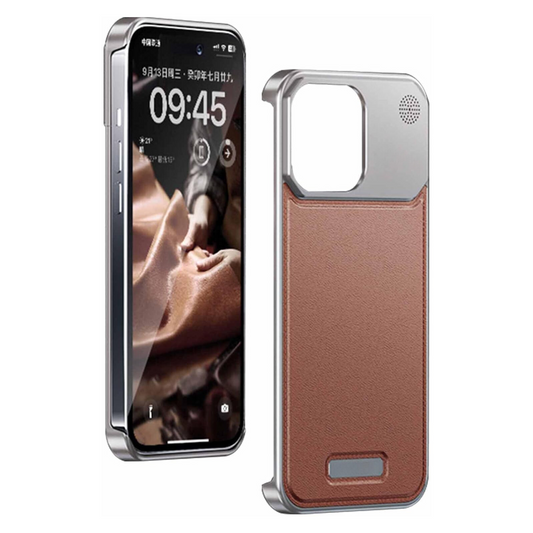 URBANGRIP Metal Case Leather Back [Aviation Aluminum Alloy] Ultra-Thin Frameless Slim Lightweight Heat Dissipation Cooling Camera Cover Protective Cases