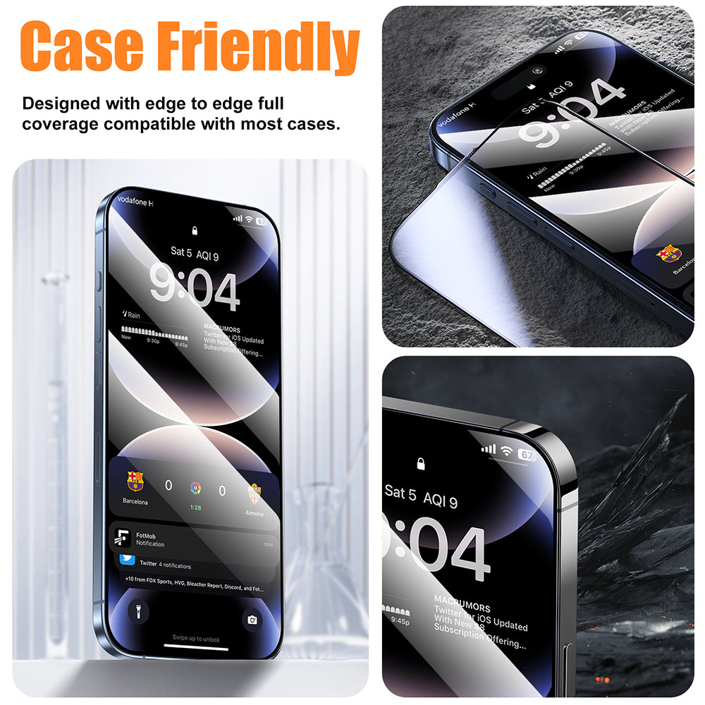 URBANGRIP [2 Pack] Tempered Glass Screen Protector for iPhone [Bubble Free Install with Auto Dust Removal] [Case Friendly] [Crystal Clear]